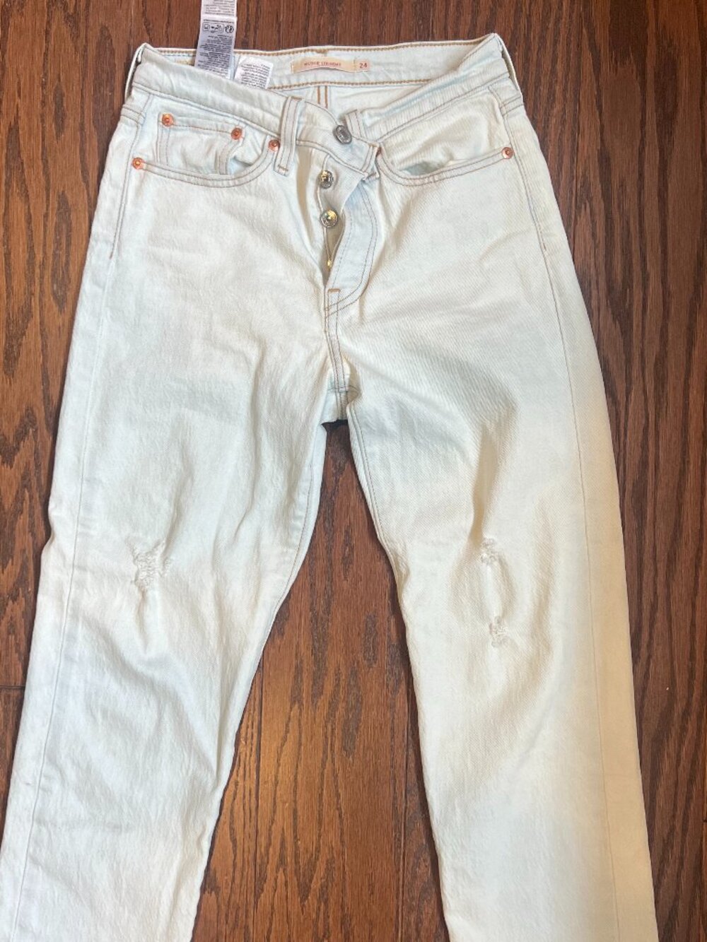 Wedgie Straight Ankle Women's Jeans High Rise Button Fly Light Wash Size 24